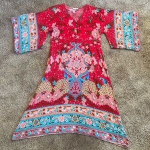 Free People FP To Love Boho Kimono Dress Women’s Size Large Colourful Vacation